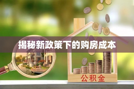 太湖揭秘新政策下的购房成本