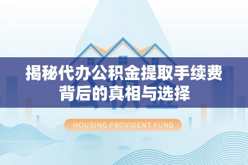 太湖揭秘代办公积金提取手续费背后的真相与选择