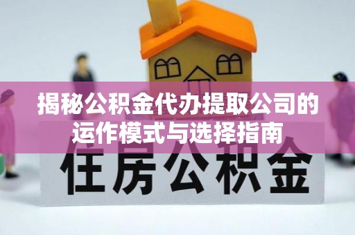 太湖揭秘公积金代办提取公司的运作模式与选择指南